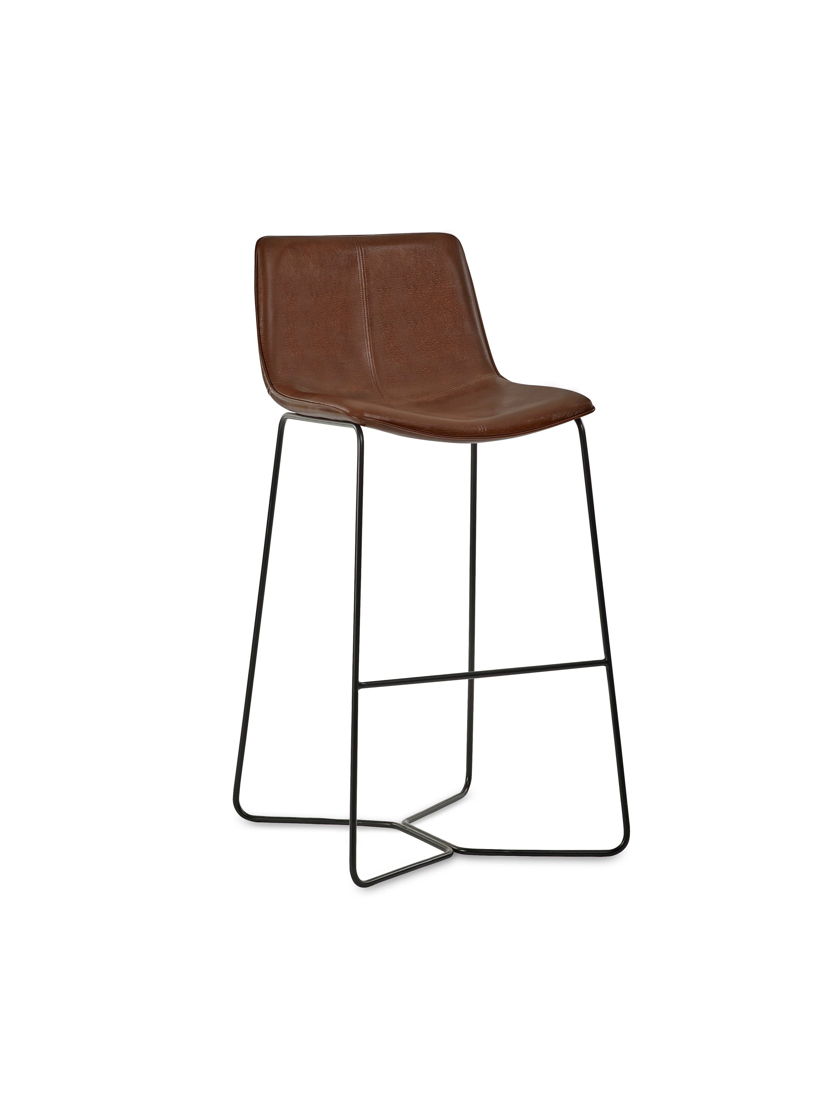Joren Tan Brown PU Leather Bar Stools (Set of 2)