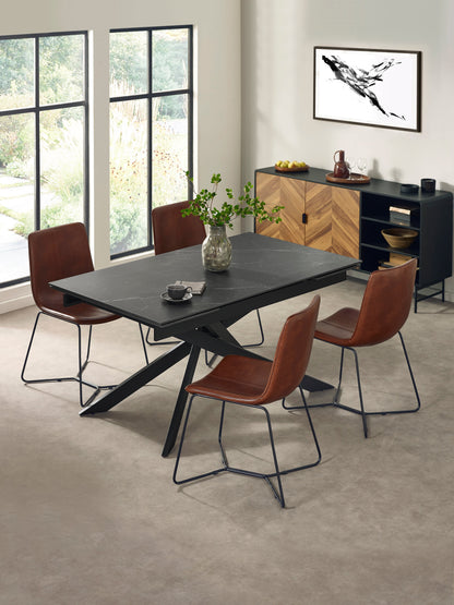 Joren Tan Brown PU Leather Dining Chairs (Set of 2)