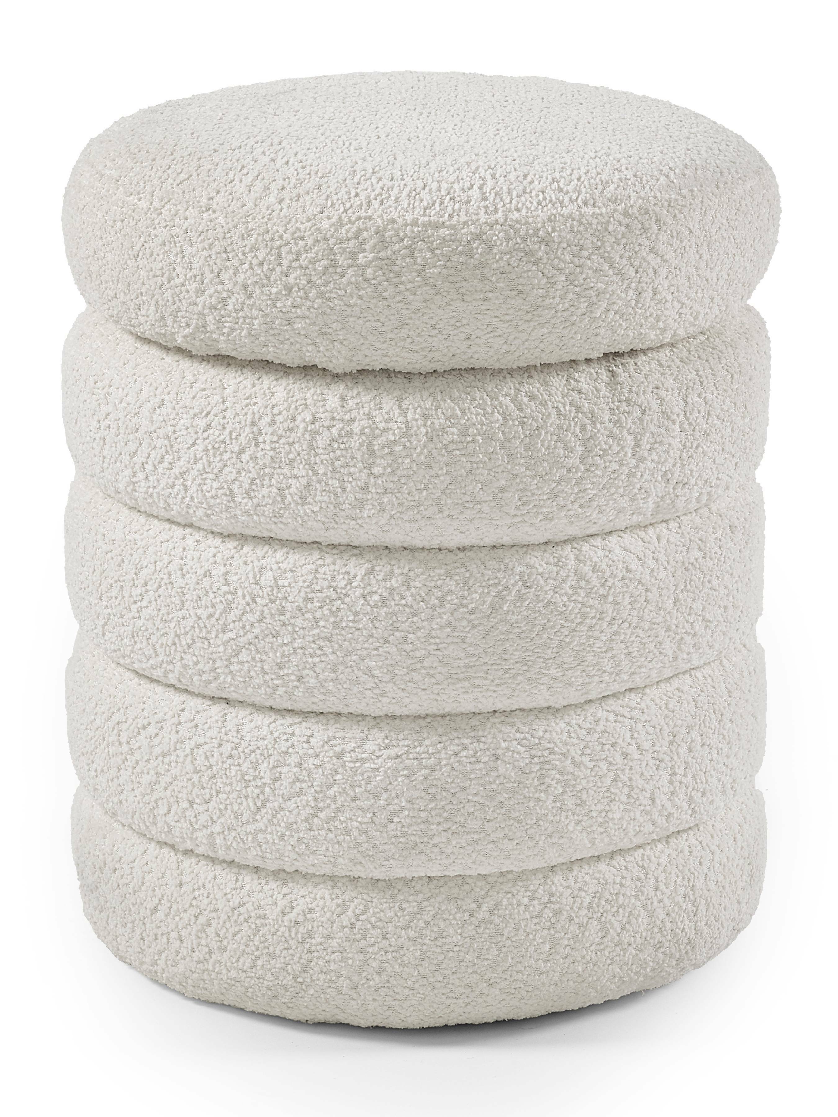 Hailey Ivory Boucle Upholstered 40cm Storage Stool