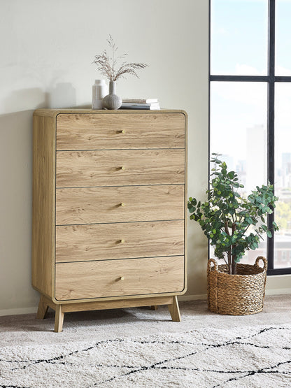 Ingrid 5 Drawer Chest Oak