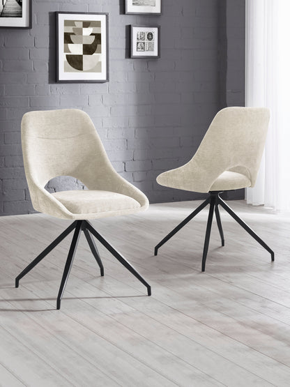 Jonah Cream Chenille Upholstered Dining Chairs (Set of 2)