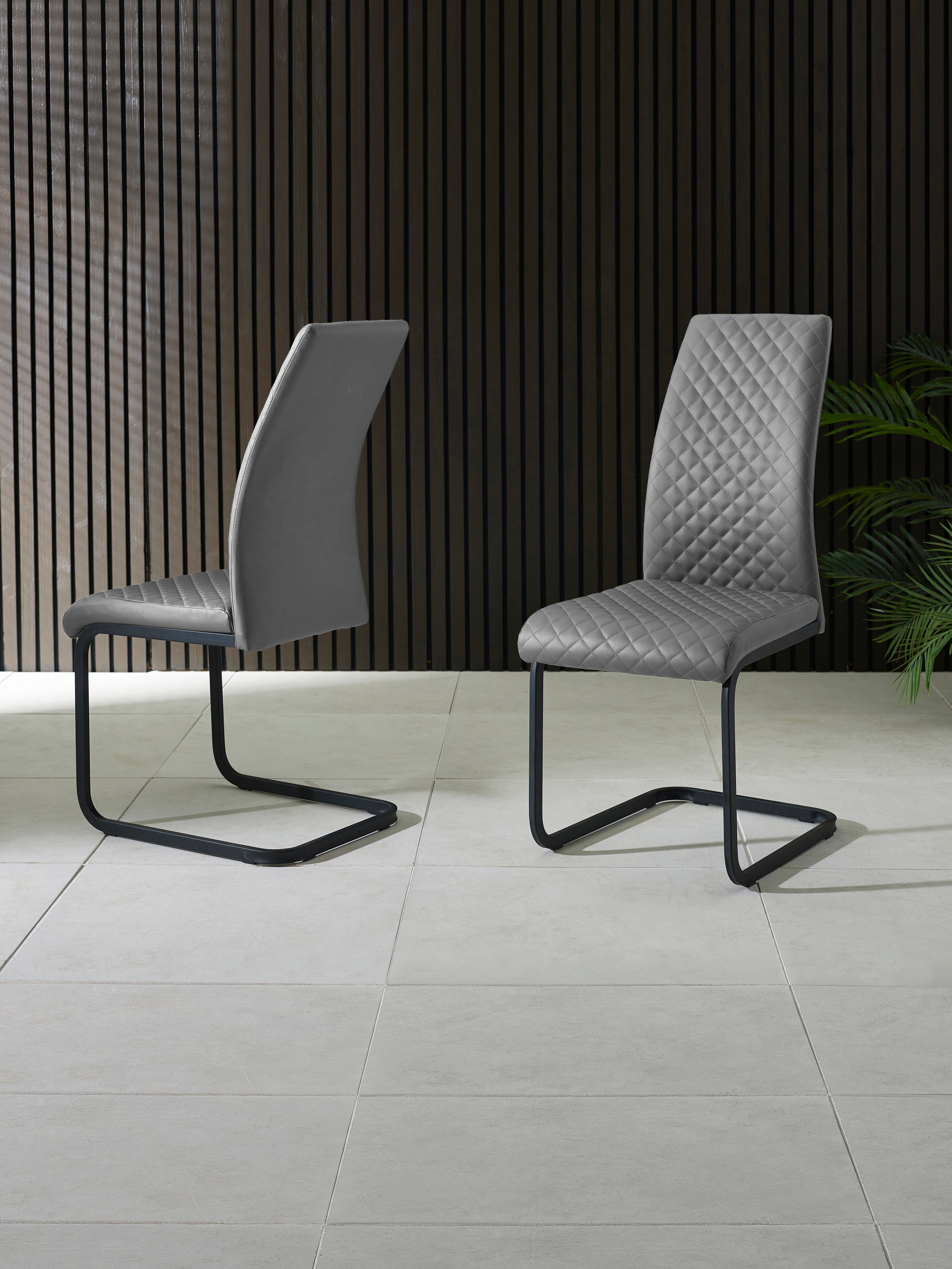 Xavier Grey Upholstered Cantilever Dining Chairs (Set of 4)