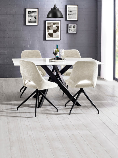 Jonah Cream Chenille Upholstered Dining Chairs (Set of 2)