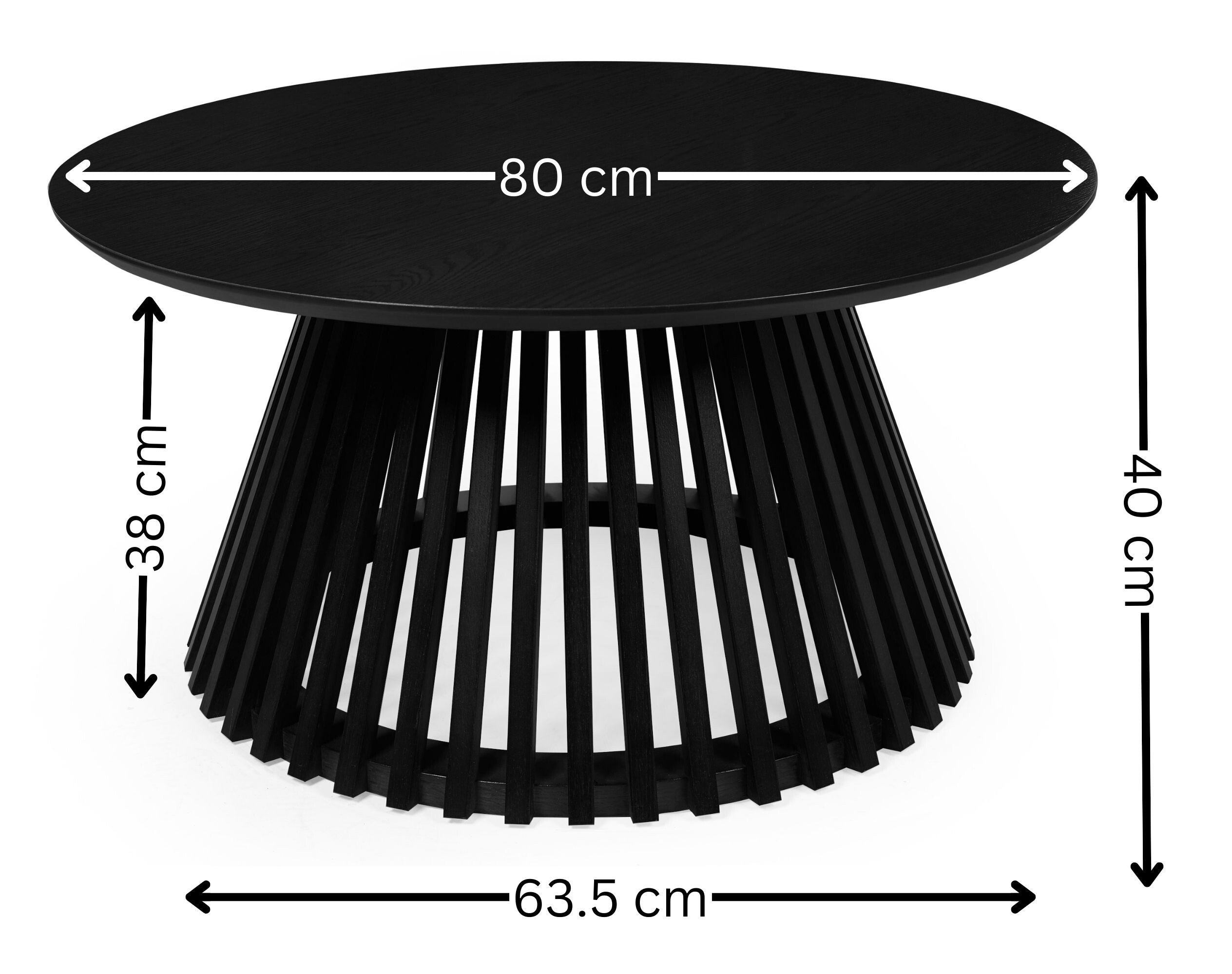 Ollie Black 80cm Round Coffee Table